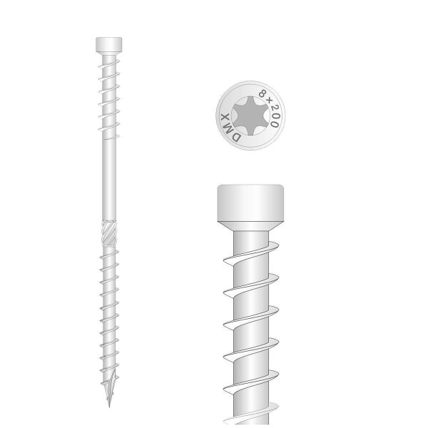 Holzbauschrauben Zylinderkopf WKW 8x300mm - 50 Stk.