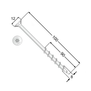 Porenbetonschrauben mit Senkkopf GS 8x100mm - 50 Stk.