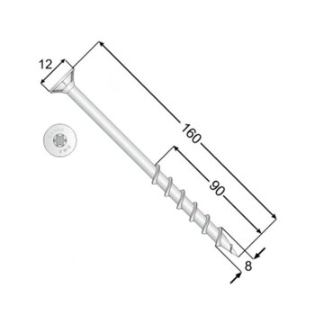 Porenbetonschrauben mit Senkkopf GS 8x160mm - 50 Stk.