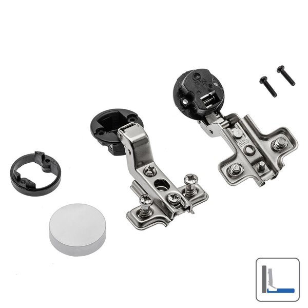 Topfband 26 mm CIG Glastürscharnier Innenanschlag mit Euroschrauben, Kappe rund, Aluminium