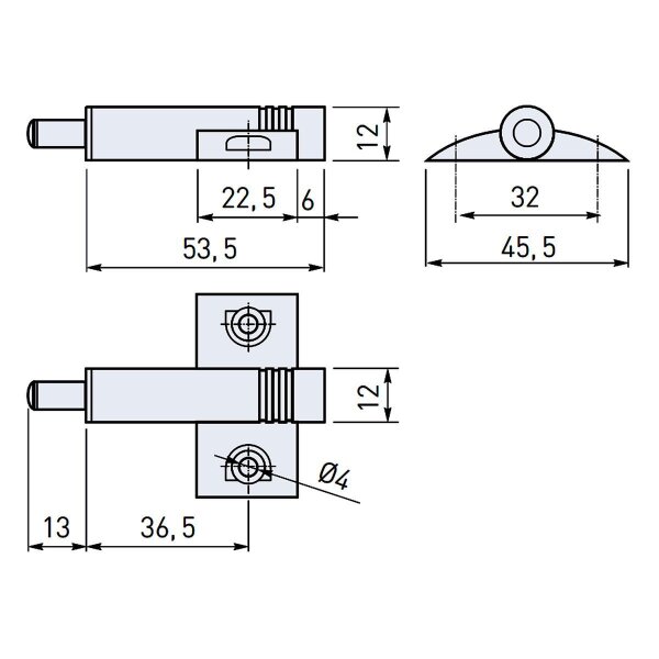 Türdämpfer mit Kreuzmontageplatte Hub 13mm