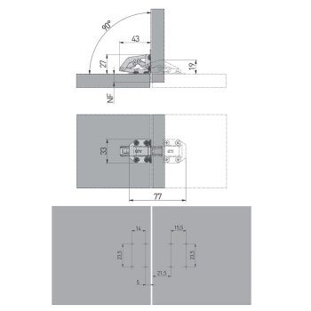 Aufschraubscharnier mit Feder, klein