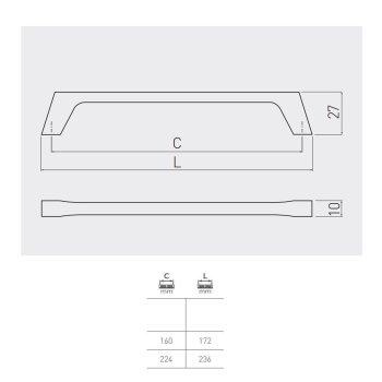 Möbelgriff - G2 224 mm schwarz matt