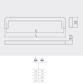 Möbelgriff BAGIO, Bohrlochabstand 192 mm, Material - Zamak, Oberfläche - Schwarz matt
