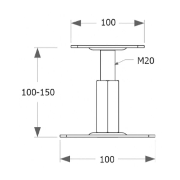 Höhenverstelbarer Pfostenträger 100x100 mm M20 PR 100/100
