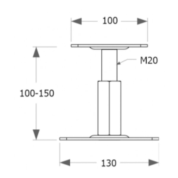 Höhenverstelbarer Pfostenträger 100x130 mm M20 PR 100/130
