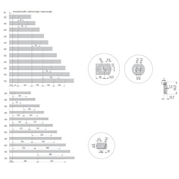 Schubladenschiene H45 mit Selbsteinzug, Vollauszug, 400 mm