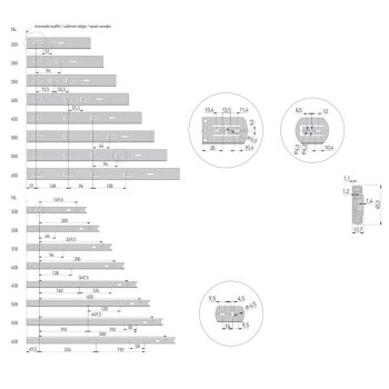 Schubladenschienen 45 mm mit SoftClose 25 cm 1 Paar