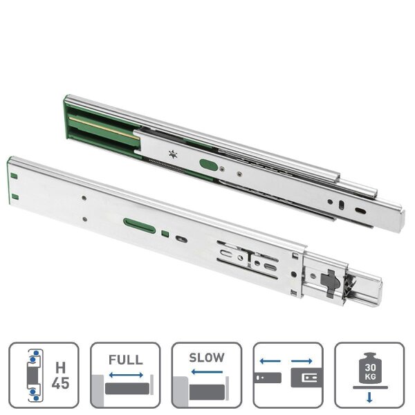 Schubladenschienen 45 mm mit SoftClose 60 cm 1 Paar