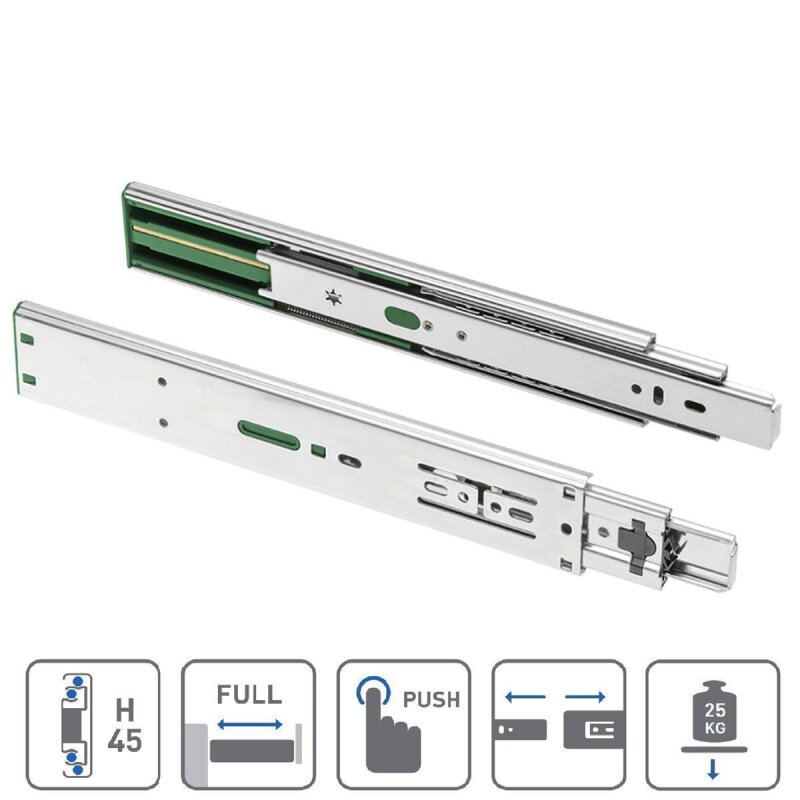 Schubladenschienen 342mm Teleskopisch - Kugelgelagert 10kg Tragkraft 10 Jahre Garantie
