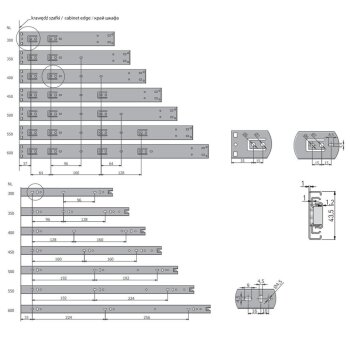 Schubladenschienen 45 mm mit Push to Open 40 cm 1 Paar
