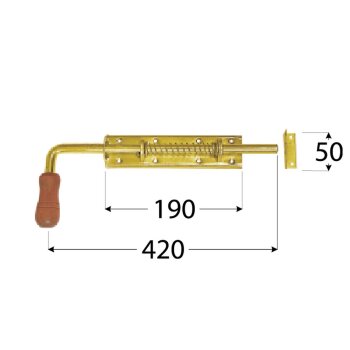 Federriegel mit Holzhebel 420x50 mm WSP420