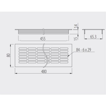 Lüftungsgitter silber W80x480