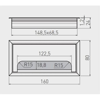 Kabeldurchführung schwarz 80x160 mm
