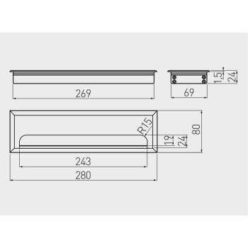 Kabeldurchführung silber 80x280 mm