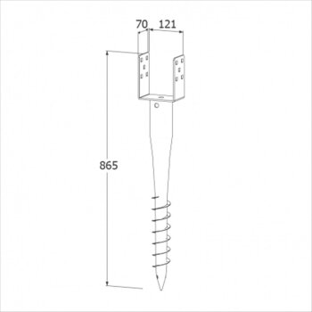 Einschraubbodenhülsen Typ U 71 - 121 mm 121 x 865 mm