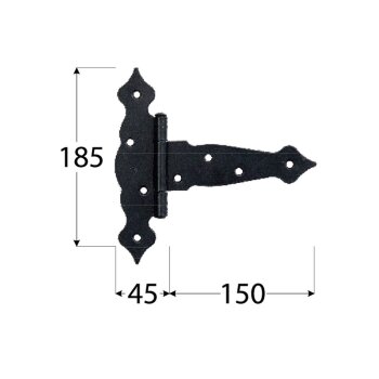 Kreuzgehänge dekorativ schwarz 150x45x185x2,5 mm