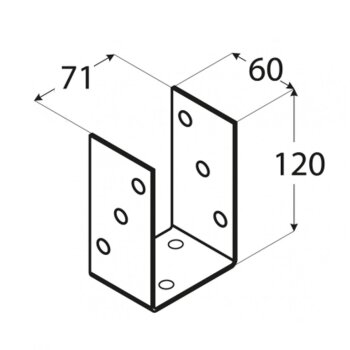 Pfostenträger Typ U zum Aufschrauben 71x120x4 mm