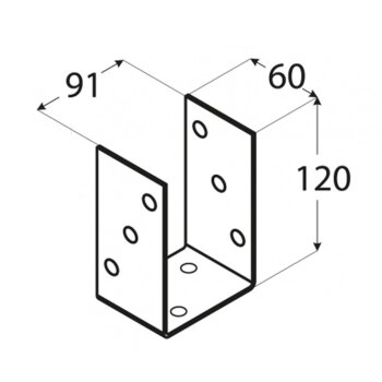 Pfostenträger Typ U zum Aufschrauben 91x120x5 mm