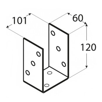 Pfostenträger Typ U zum Aufschrauben 101x120x5 mm