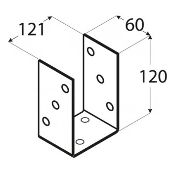 Pfostenträger Typ U zum Aufschrauben 121x120x5 mm