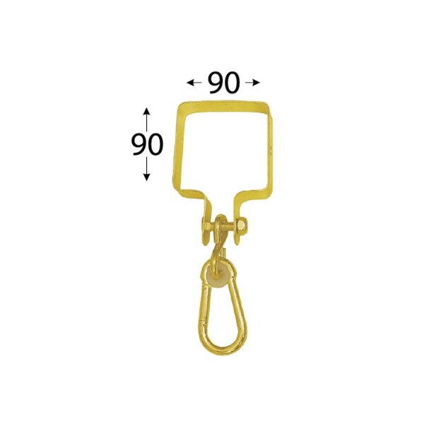 Schaukelschelle für Quadratholz mit Karabinerhaken  90x90 mm