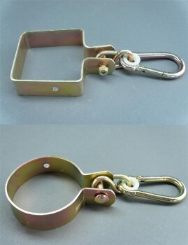 Schaukelschelle für Quadratholz mit Karabinerhaken  90x90 mm
