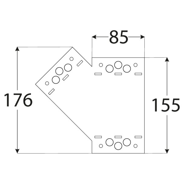Flachverbinder 155 x 176 x 85 x 2,5 mm links schwarz