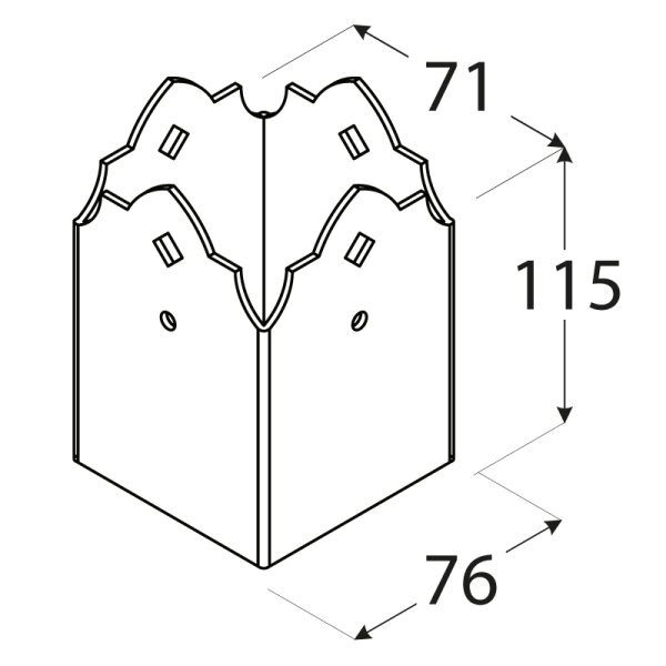 Aufschraubhülse Typ A 71 x 76 x 115 mm Balkenschuhe schwarz