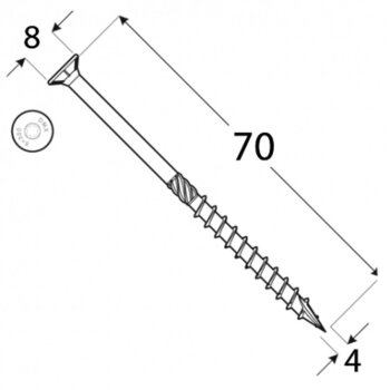 Konstruktionsschraube mit Senkkopf 4x70 mm 5 kg Box