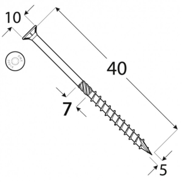 Konstruktionsschraube mit Senkkopf 5x40 mm 5 kg Box