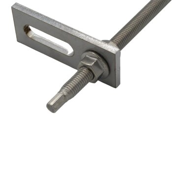 Stockschraube A2 M10 mit Adapterplatte und Dichtung M10 x 200 mm