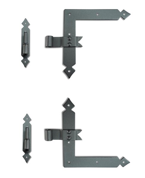 Winkelband 20 cm Ladenband Ecke Set schwarz retro 7 Paar mit Kloben