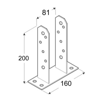 Pfostenständer Typ TT 81x200x50x5,0 mm silber PST 80