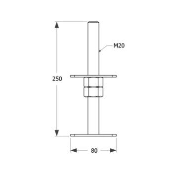 Pfostenträger höhenverstellbar aufschraubbar 80x250x3,0 mm schwarz PSR 80 M20