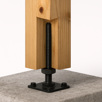 Pfostenträger höhenverstellbar aufschraubbar 100x250x4,0 mm schwarz PSR 100 M24