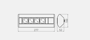 Eck-Möbelsteckdose 3 x Schuko + USB
