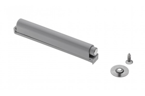 Druckschnäpper PL-DL mit Montageplatte, mit magnetischem Ende, grau