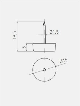 Möbelgleiter, Gleiter einfach mit Nagel, schwarz