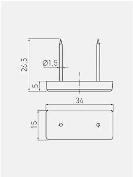 Möbelgleiter, Gleiter doppelt mit Nagel, schwarz