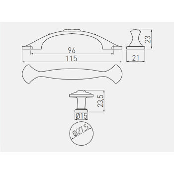 Möbelknopf ARDEA Oberfläche - Altmessing gebürstet