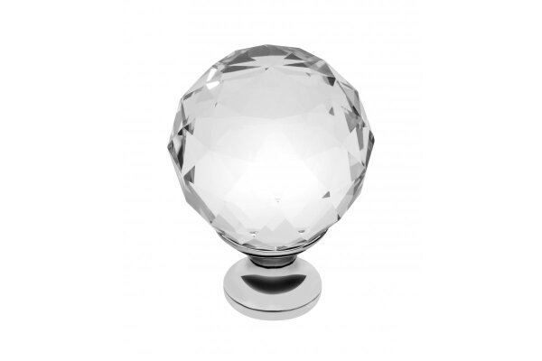 Möbelknopf Crystal Palace A, 40 mm, Kristallfarbe: durchsichtig, Metalloberfläche: Chrom glänzend