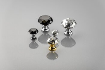 Möbelknopf Crystal Palace B, 30 mm, Kristallfarbe: schwarz, Metalloberfläche: Chrom glänzend
