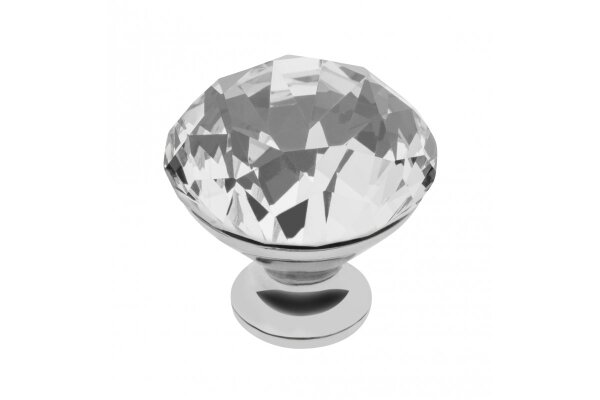 Möbelknopf Crystal Palace B, 40 mm, Kristallfarbe: durchsichtig, Metalloberfläche: Chrom glänzend