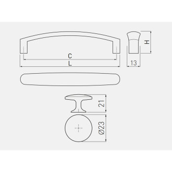 Möbelknopf OLBIA, Zamak, Oberfläche: Altmessing