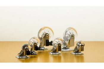 Möbelrolle BRAZYLIA 35, ohne Feststeller, Stahl/PC/PU, Durchmesser 35 mm, durchsichtig