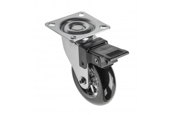 Möbelrolle BRAZYLIA 75, mit Feststeller, Stahl/PC/PU, Durchmesser 75 mm, schwarz