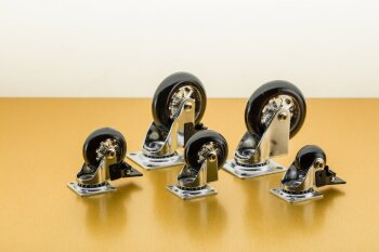 Möbelrolle BRAZYLIA 75, ohne Feststeller, Stahl/PC/PU, Durchmesser 75 mm, schwarz