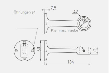 Halterung Garderobenstange THA-12 für...