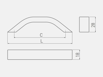 Möbelgriff UA-313, Bohrlochabstand: 192 mm, Aluminium, Oberfläche: silberfarben eloxiert